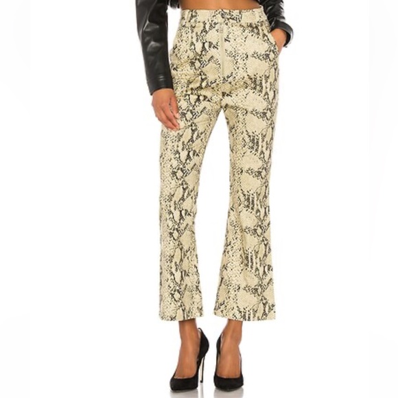 Capulet Pants - CAPULET • REVOLVE Graham Kick Flare Cropped Pants Python Denim Sz Large